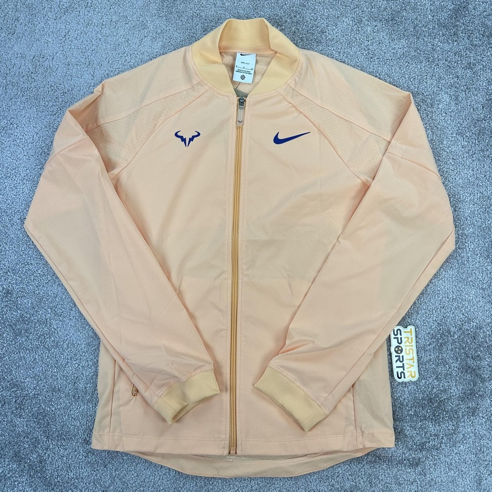 Nike Court Tennis Jacket Mens Small Orange Chalk Rafa Nadal Full Zip Windbreaker